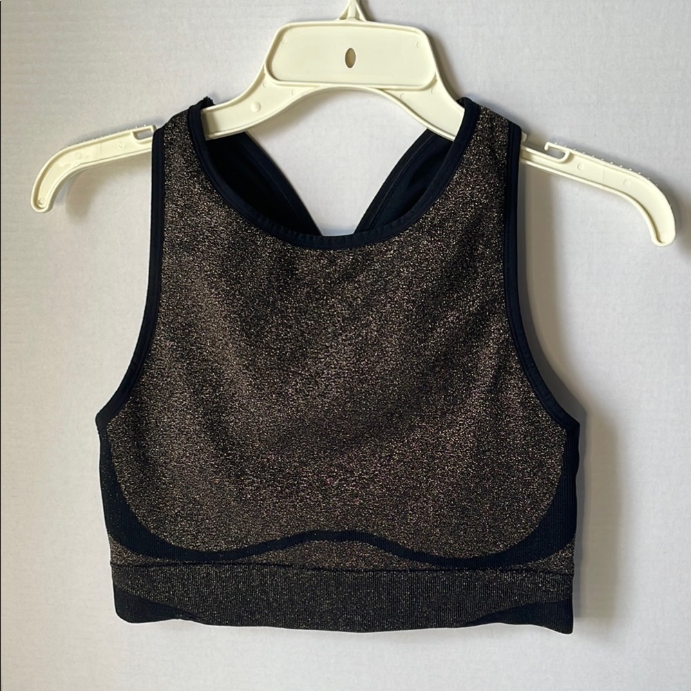 Victoria Secret Size XL Sparkly Black and Gold Sports Bra Unpadded